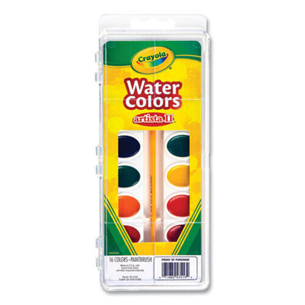 Crayola Water Colors Artista II 16 Colors Paintbrush Set