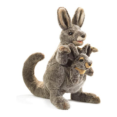 Folkmanis Kangaroo With Joey 20 Inch Plush Puppet - Radar Toys