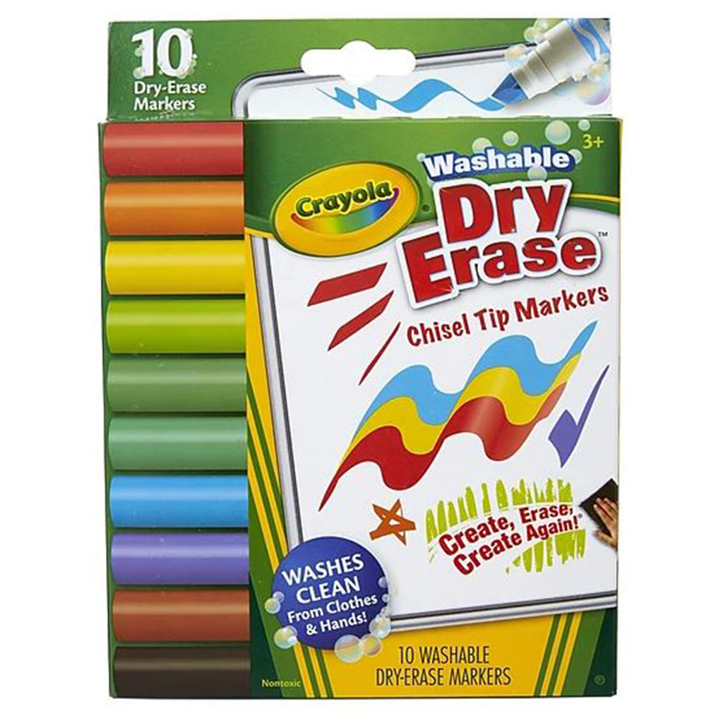 Crayola 10 Count Washable Dry Erase Chisel Tip Markers - Radar Toys