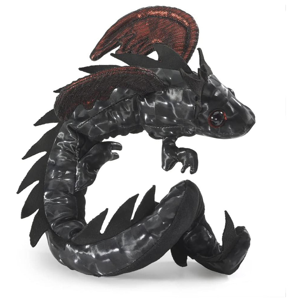 Folkmanis Midnight Dragon Wristlet 8 Inch Plush Puppet - Radar Toys