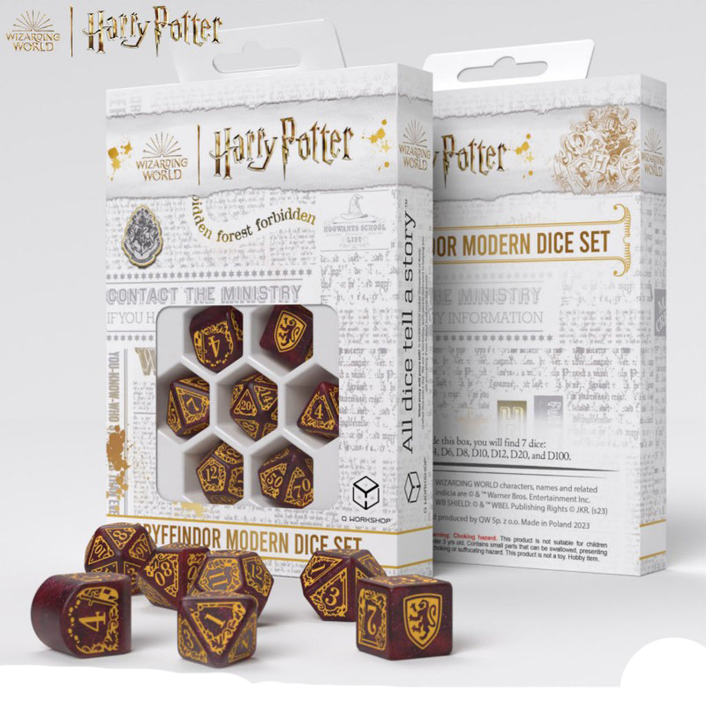 Q-Workshop Harry Potter Gryffindor Modern Red 7 Piece Dice Set