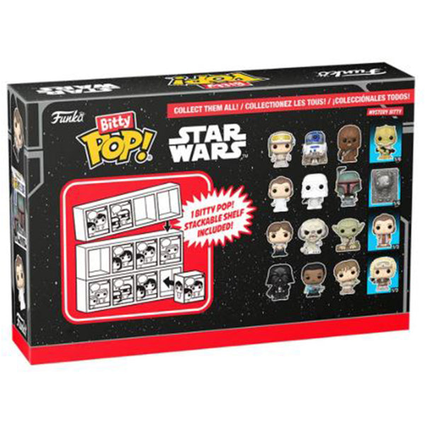Pack 4 Funko Bitty Pop! Star Wars S2 Han – Mini Figurines 2,3 Cm, Mystère, Boîtier Acrylique