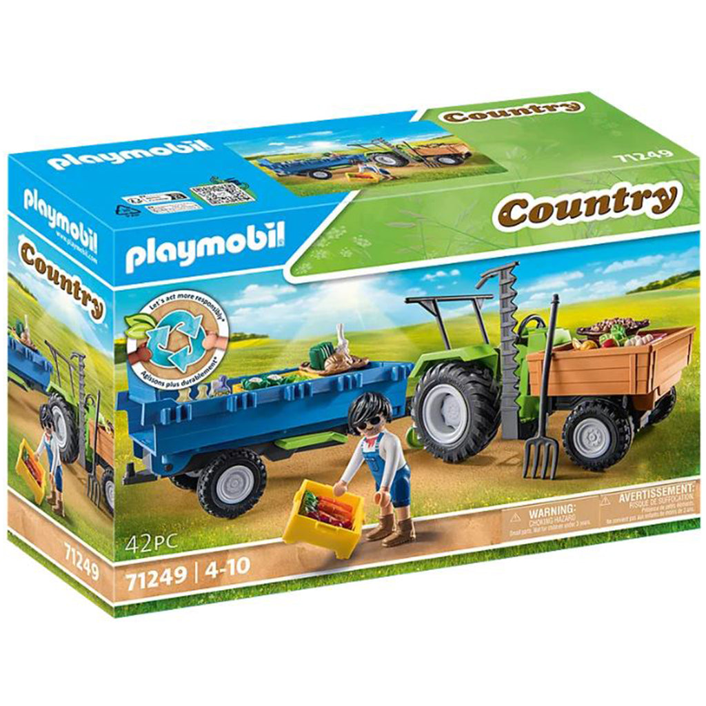 Playmobil Country Harvester Tractor With Trailer Building Set 71249
