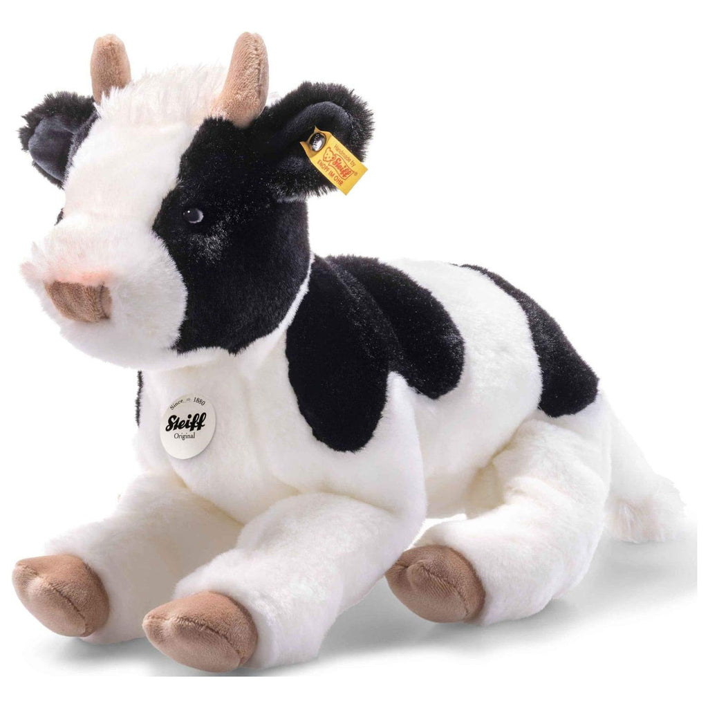 Steiff Cobb Cow White Black Spotted 9 Inch Plush Figure - Radar Toys