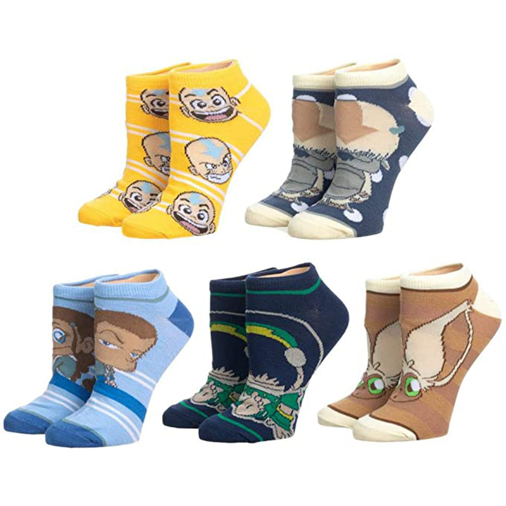Bioworld Avatar Chibi Characters Junior 5 Pairs Ankle Socks - Radar Toys
