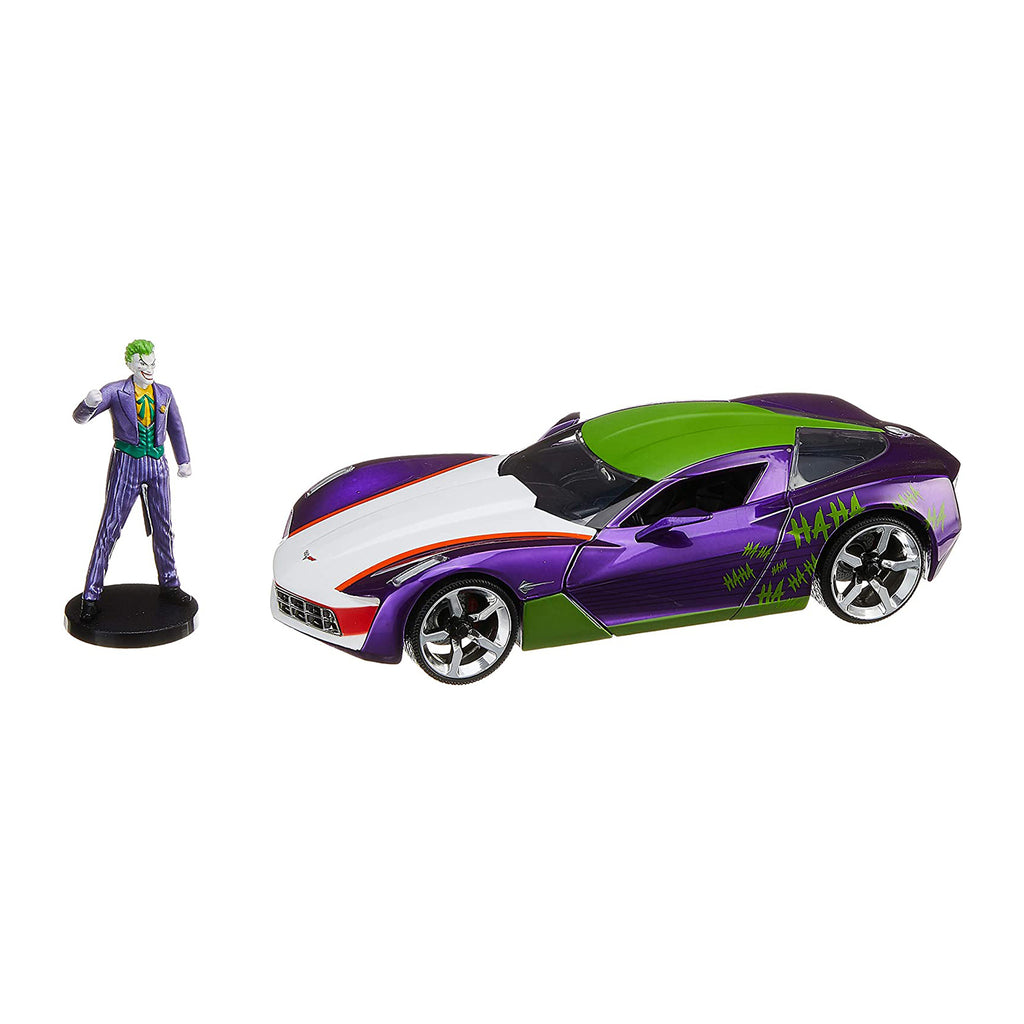 Jada Toys DC The Joker And 2009 Chevy Corvette Stingray 1:24 Diecast Set