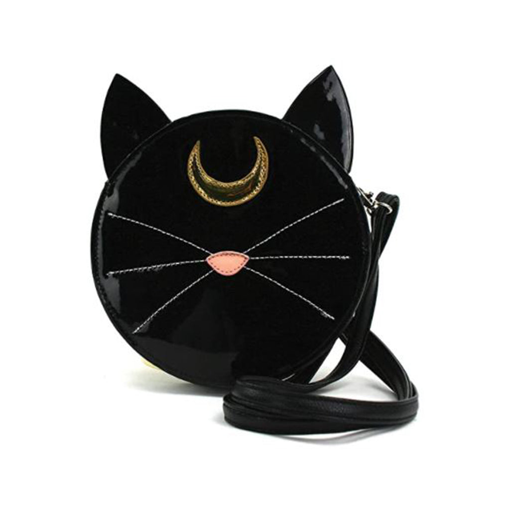 Mystical Cat Face Black Shoulder Crossbody Bag Purse