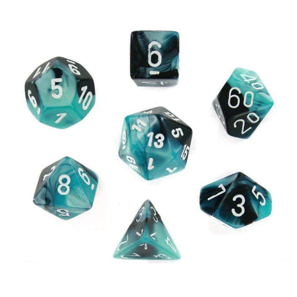 Chessex 7 Set Dice Gemini Black-Shell w/White CHX 26446 | Radar Toys