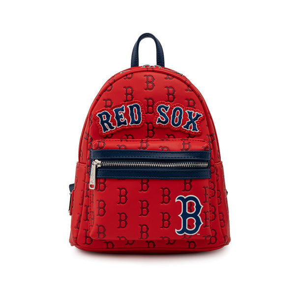 baseball mini backpack The in It is made of faux leather and features a top zipper closure and front zippered pocket Loungefly MLB Boston Red Sox