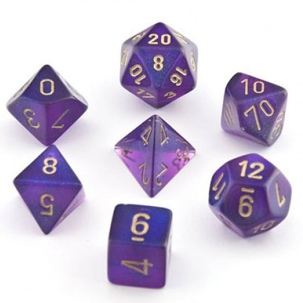 Chessex 7 Set Dice Borealis Royal Purple Gold 27467 | Radar Toys