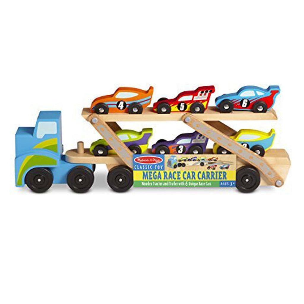 Melissa And Doug Classic Toy Mega Race Car Carrier Play Set