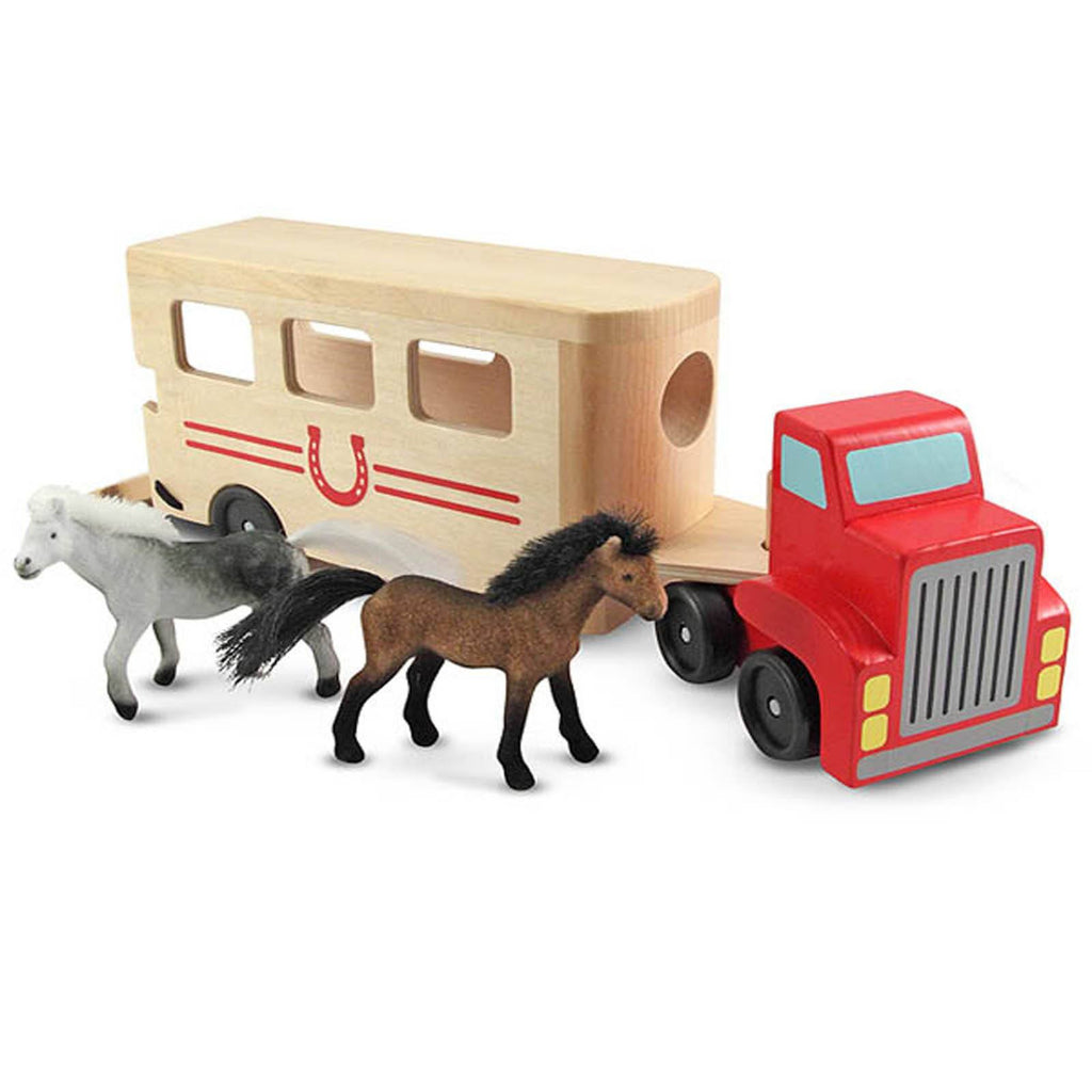 Melissa And Doug Classic Toy Wooden Horse Carrier Play Set