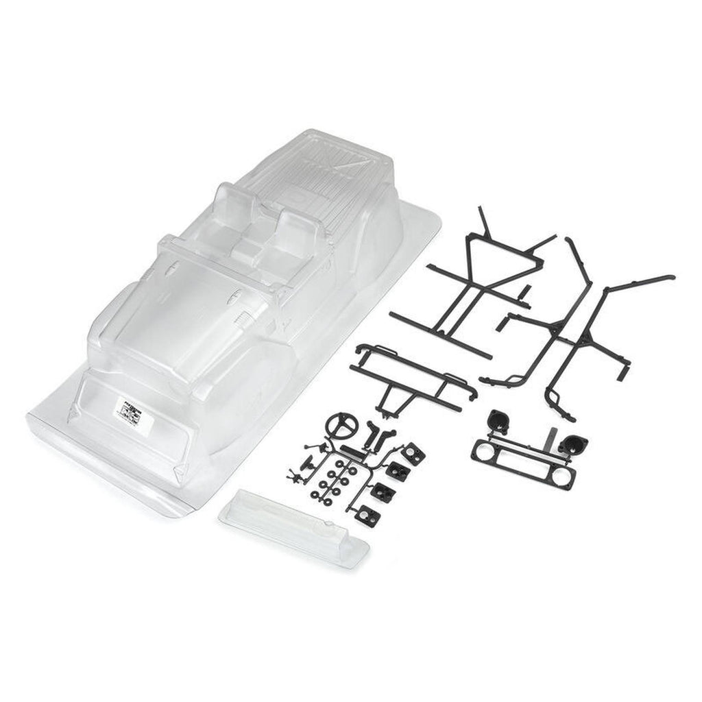 1979 Toyota Land Cruiser FJ40 Clear Body with Trail Cage And Scale Molded Accessories for 12.3"  313mm Wheelbase Scale Crawlers