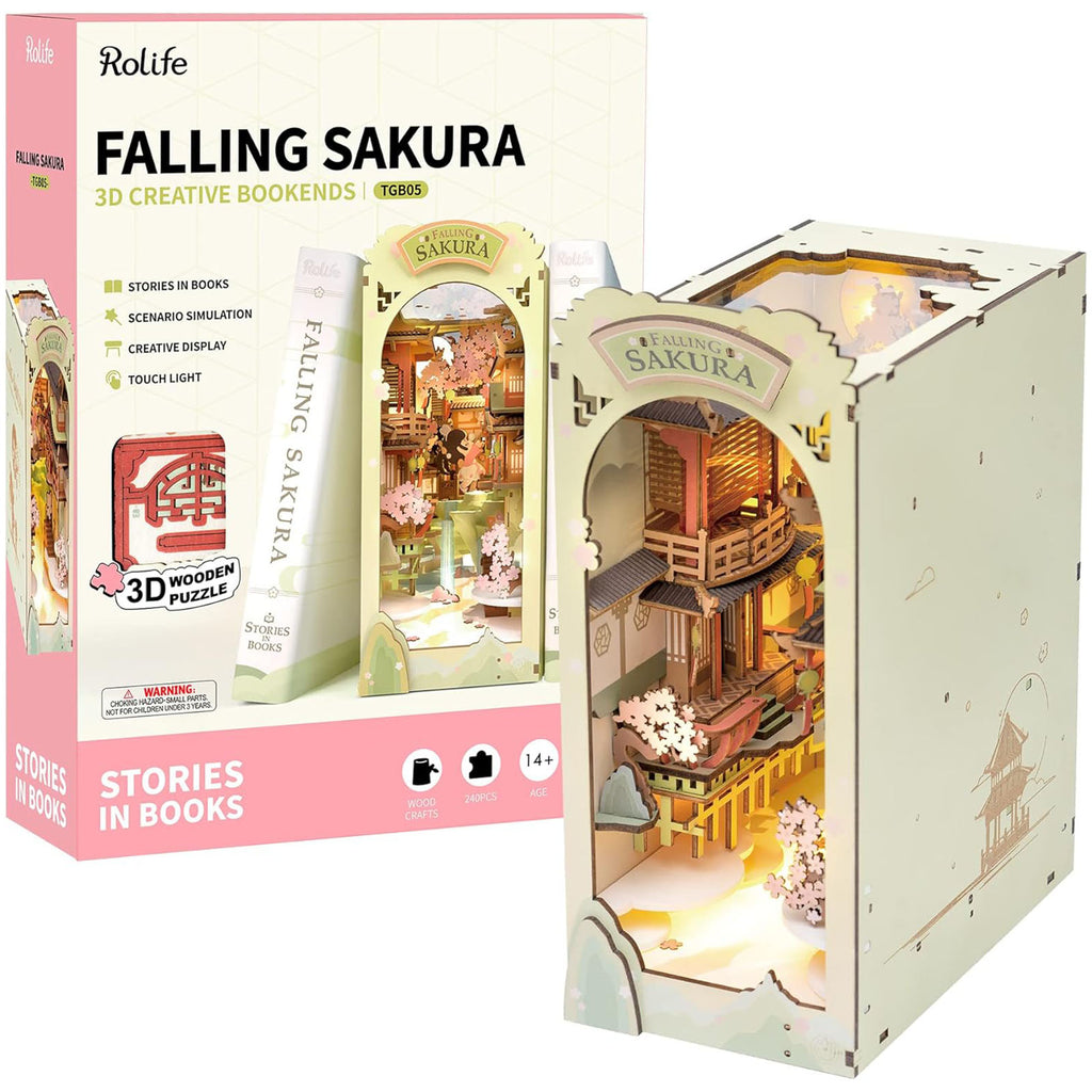 Robotime Rolife Falling Sakura 3D Creative Bookend Building Set - Radar Toys
