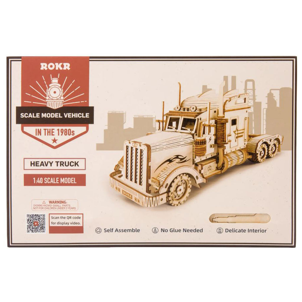 Robotime Rokr In The 1980s Heavy Truck 1:40 Scale Wooden Model Kit