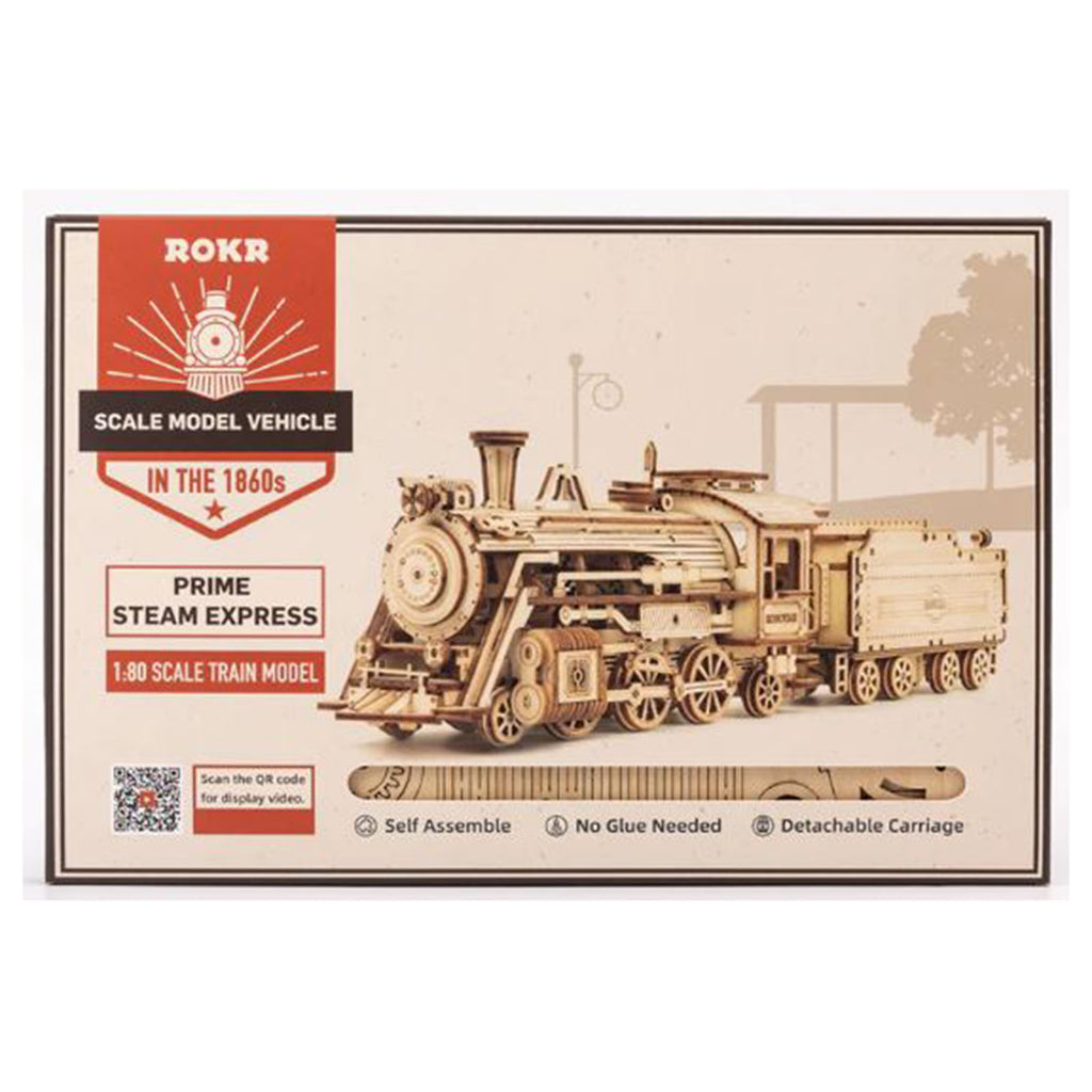 Robotime Rokr In The 1860s Prime Steam Express 1:80 Scale Wooden Model Kit