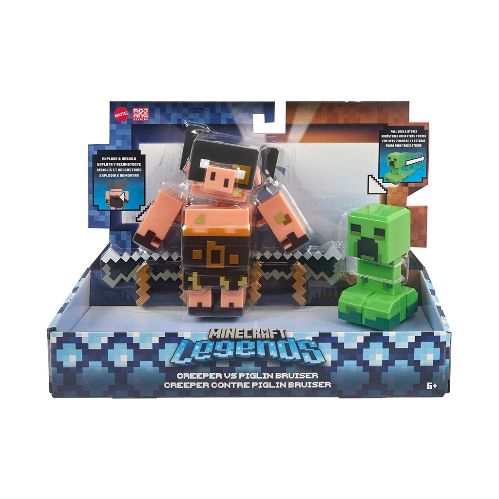 Minecraft Legends Creeper Vs Piglin Bruiser Action Figure Set - Radar Toys
