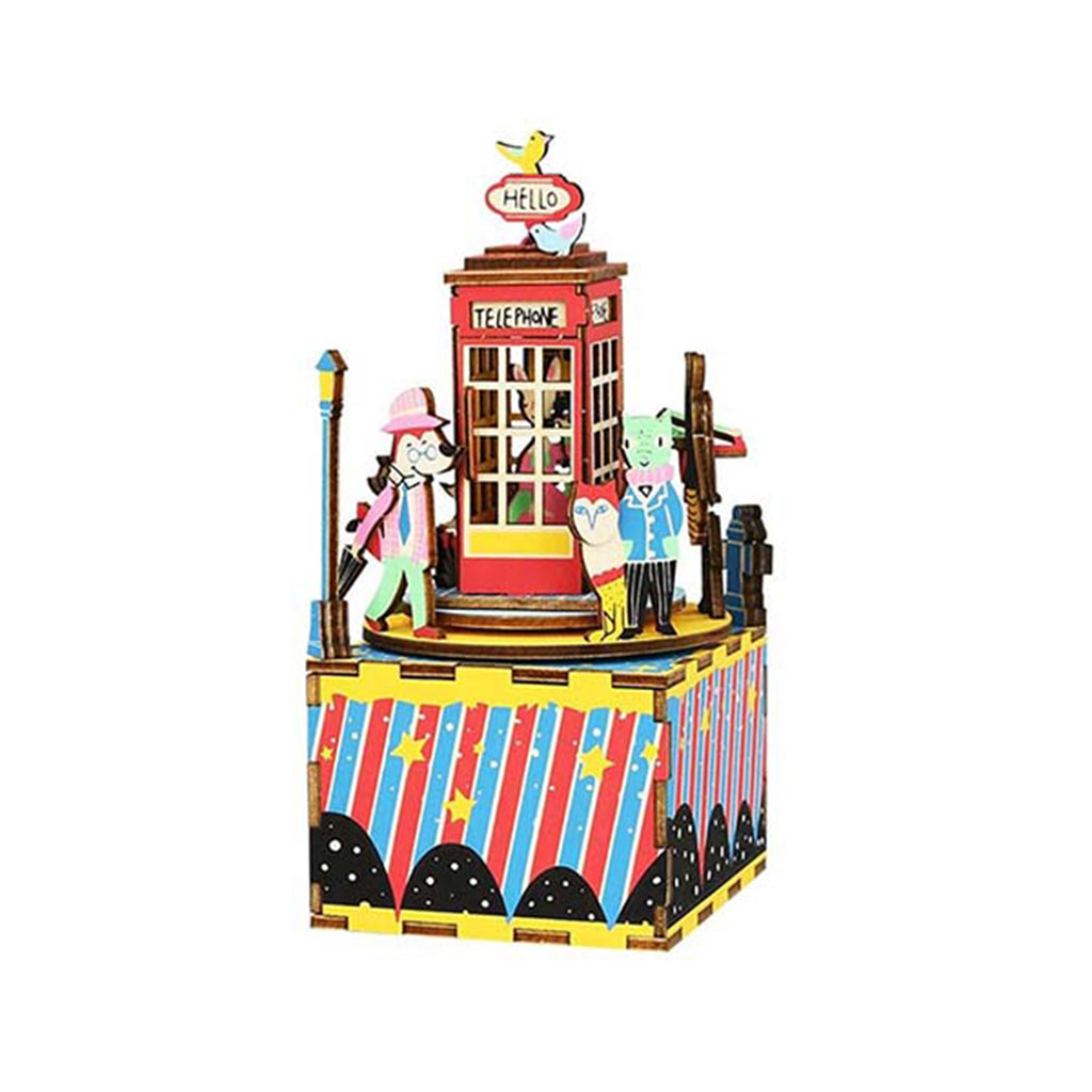 Rolife Music Box Phone Booth 3D Wooden Puzzle
