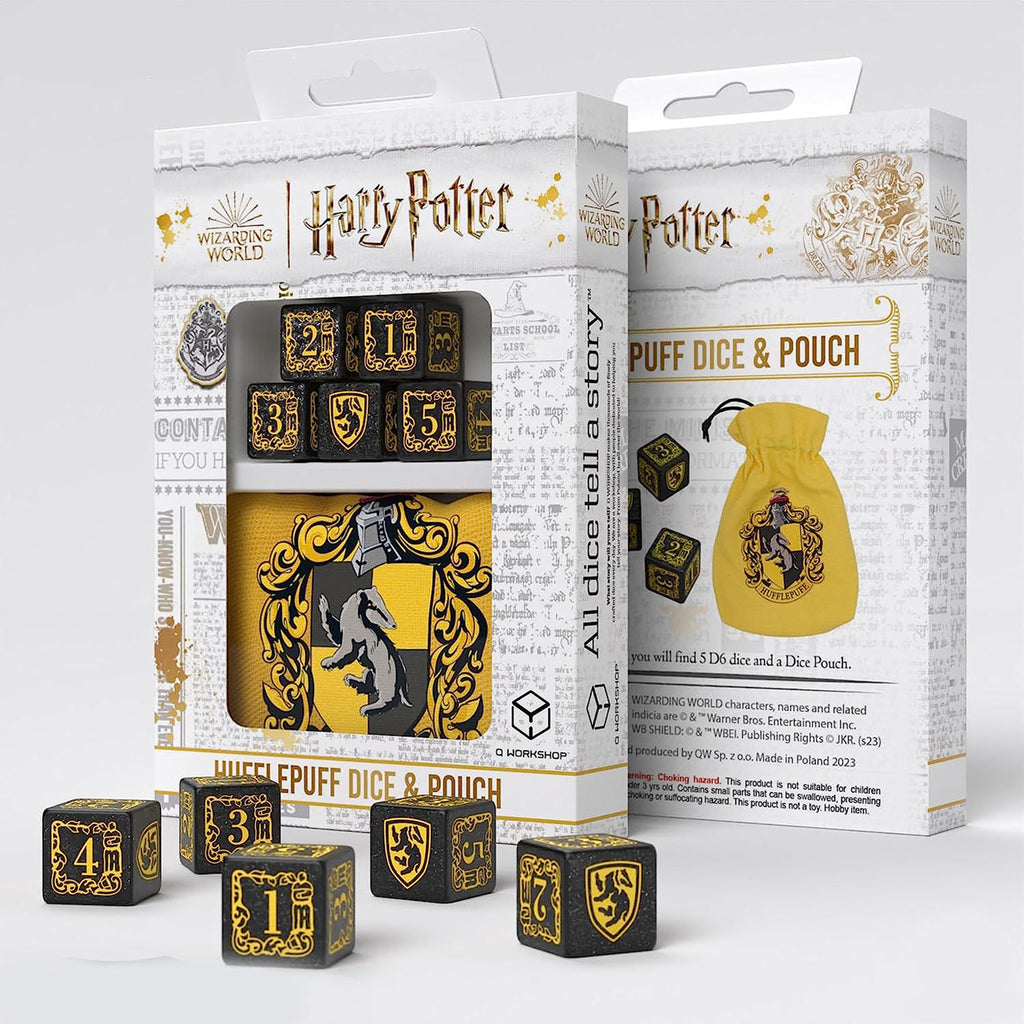 Q Workshop Harry Potter Hufflepuff Dice And Pouch Set - Radar Toys