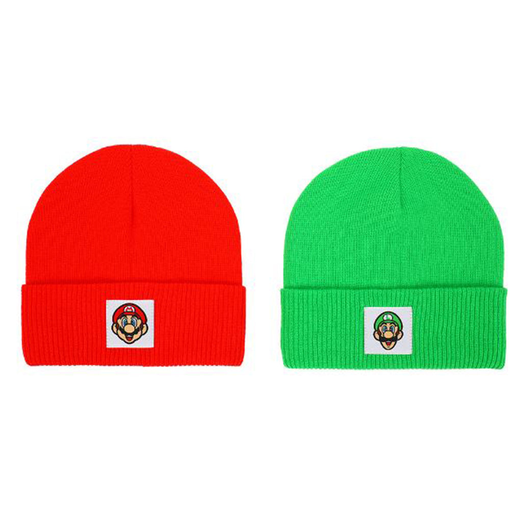 Bio World Super Mario Luigi Woven Labels 2 Piece Beanie Set