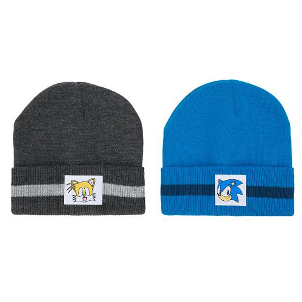 Bio World Sonic The Hedgehog Woven Labels 2 Piece Beanie Set