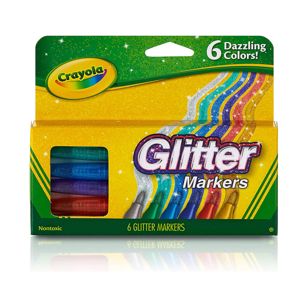 Crayola 6 Count Glitter Markers - Radar Toys