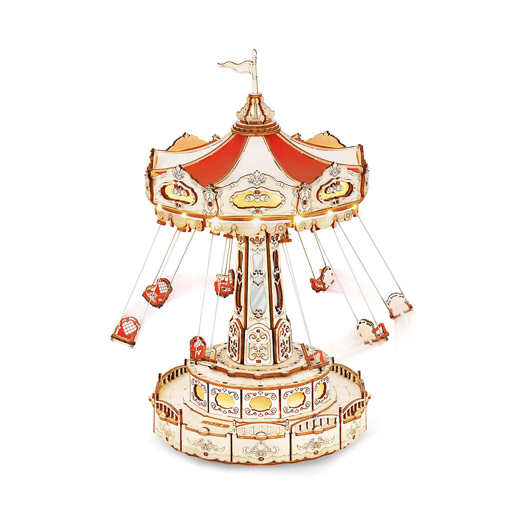 Robotime Rokr Magical Amusement Park Swing Ride Musical Wooden Model Kit