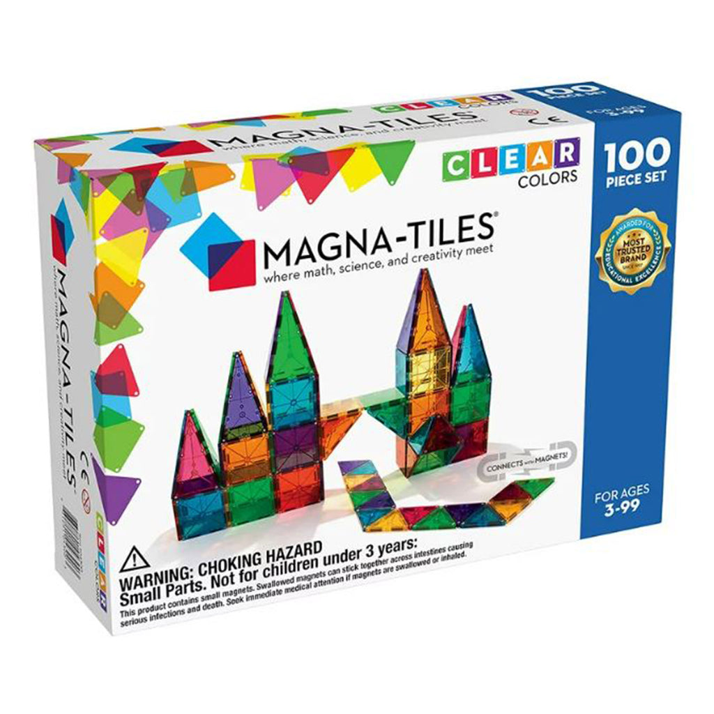 Magna-Tiles Clear Colors 100 Piece Magnetic Tile Building Set - Radar Toys