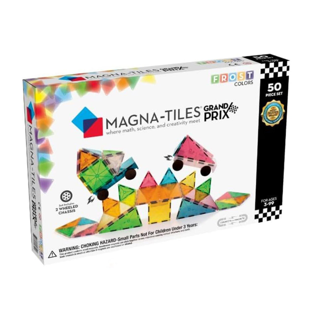 Magna-Tiles Grand Prix 50 Piece Frost Colors Magnetic Tile Building Set