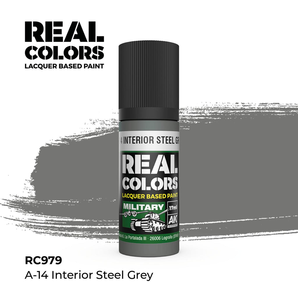 AK Real Colors A-14 Interior Steel Grey Lacquer Paint 17mL