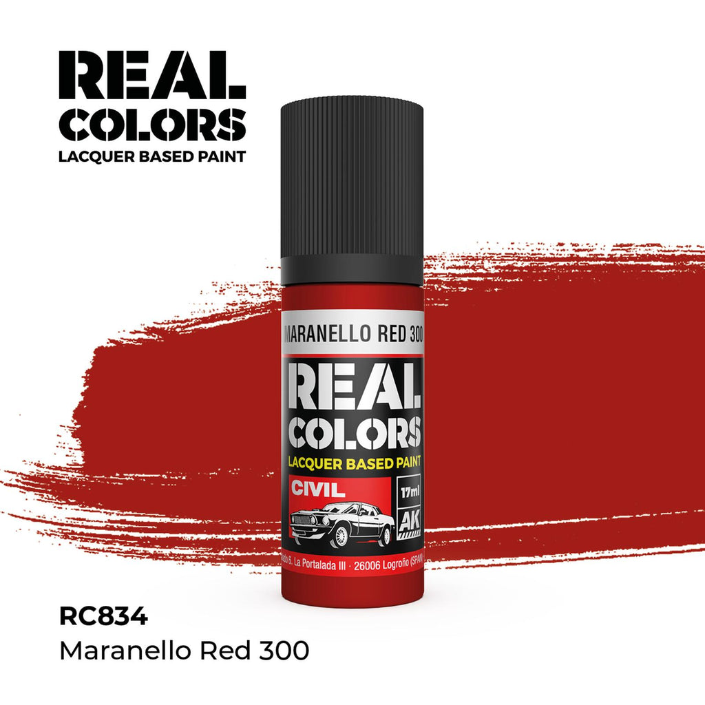 AK Real Colors Maranellos Red 300 Lacquer Paint 17mL