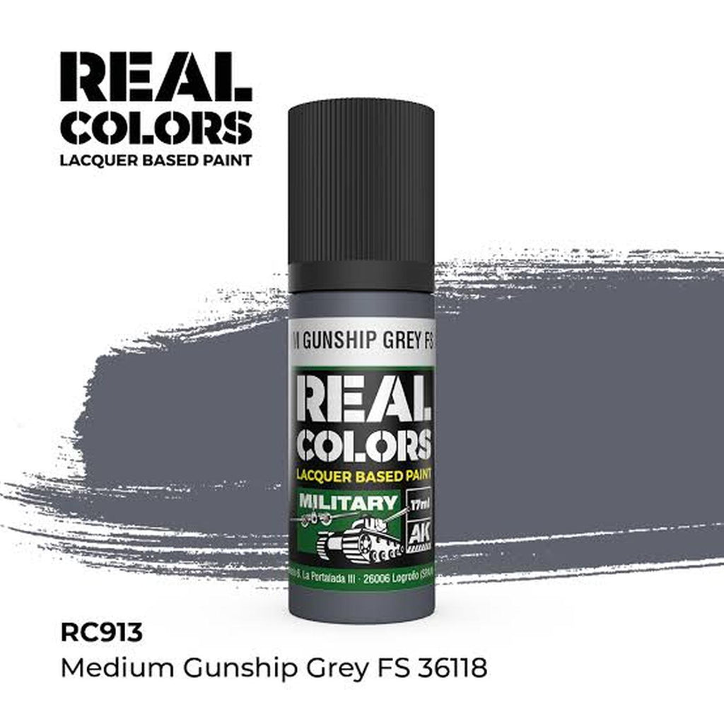 AK Real Colors Medium Gunship Grey FS 36118 Lacquer Paint 17mL