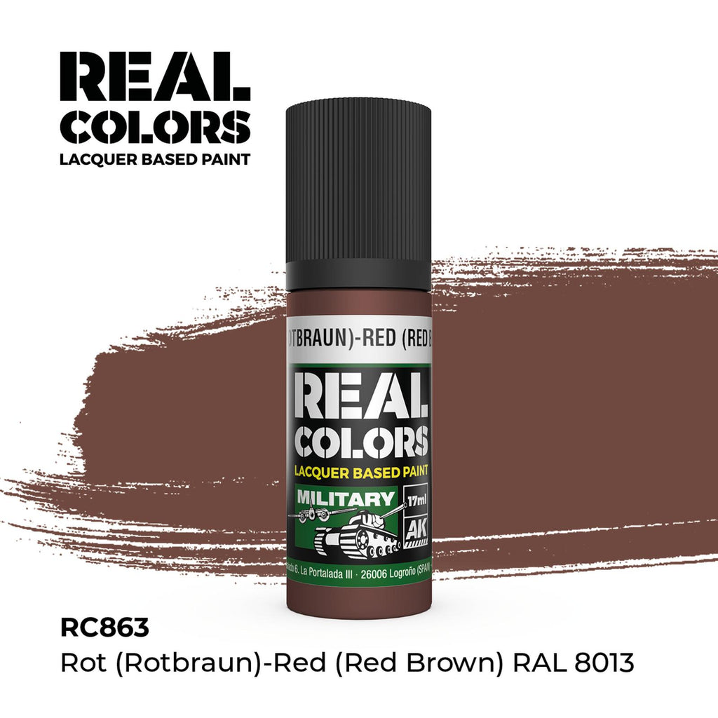 AK Real Colors Rot (Rotbraun)-Red Brown RAL 8013 Lacquer Paint 17mL