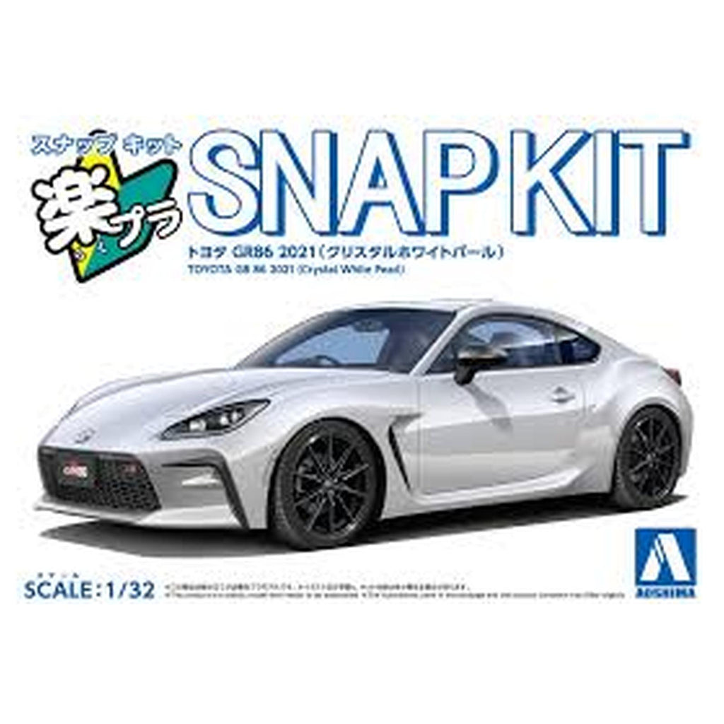 Aoshima Toyota GR86 2021 Crystal White Pearl 32nd Scale Snap Model Kit
