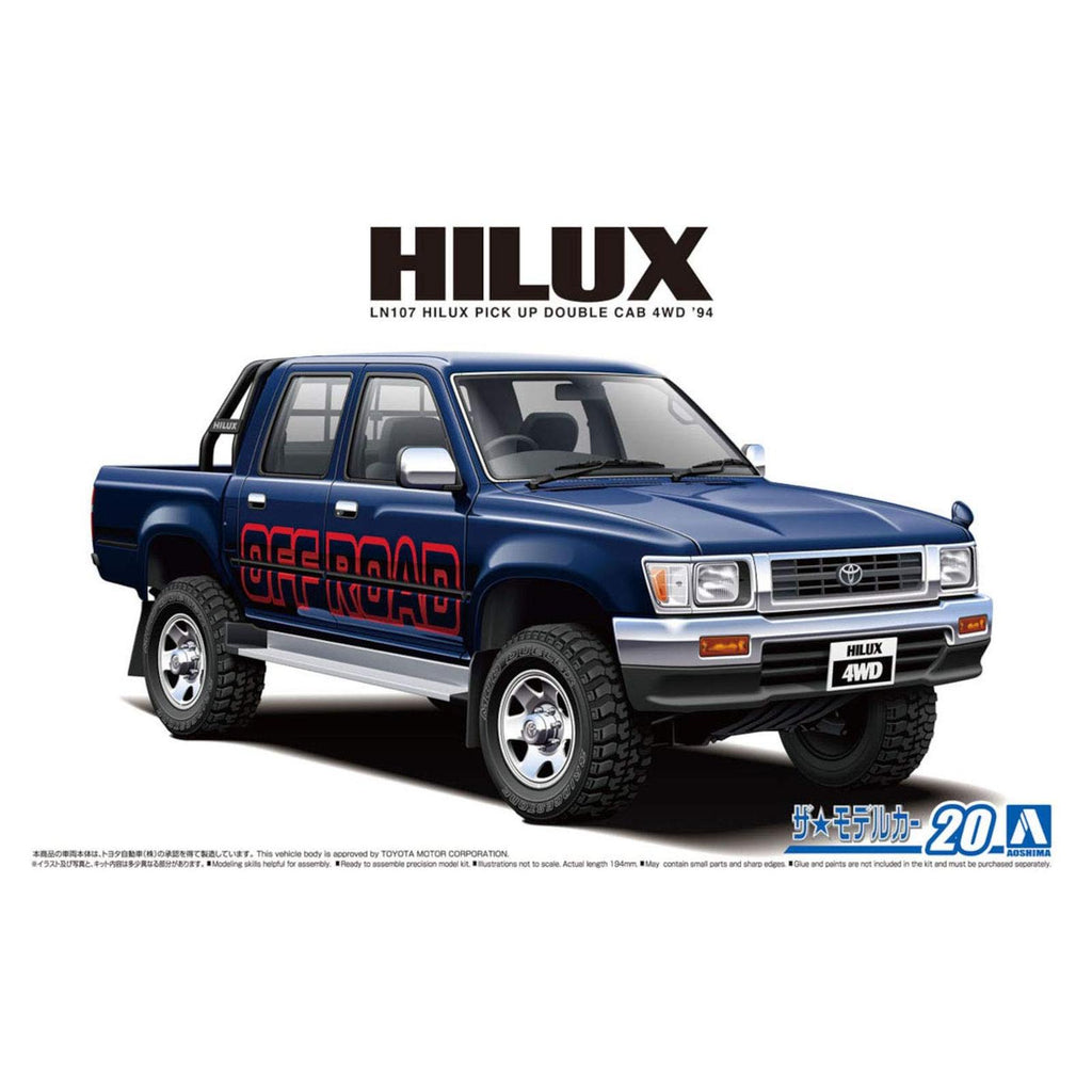 Aoshima Toyota Hilux Pick Up Double Cab 1994 24th Scale Plastic Vehicle Model Kit