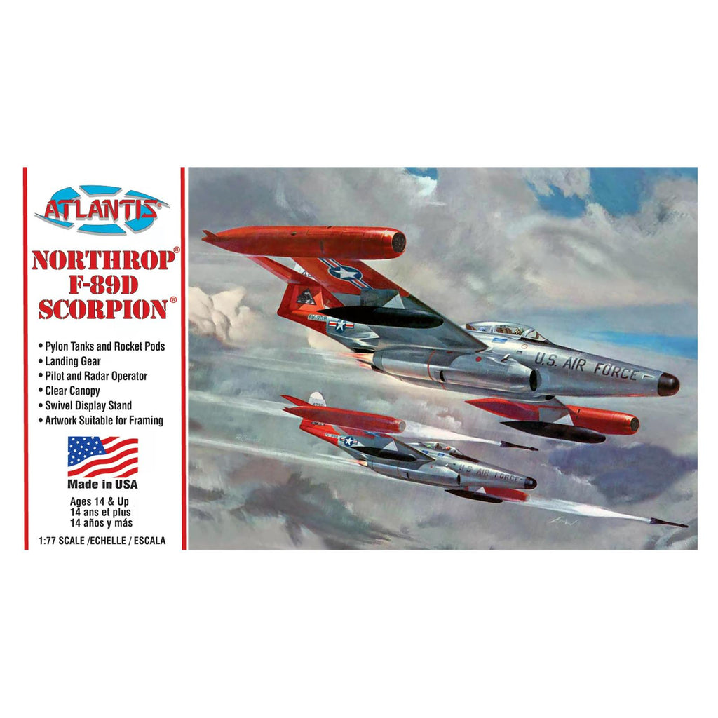 Atlantis Northrop F-89D Scorpion With Stand 77th Scale Model Kit