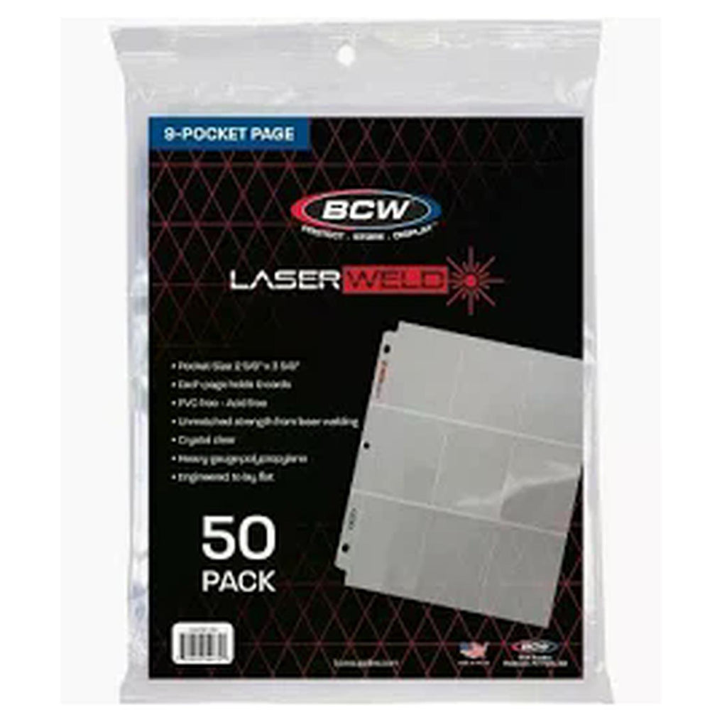 BCW 9 Pocket Crystal Clear Laserweld Card Sheets 50 Count - Radar Toys