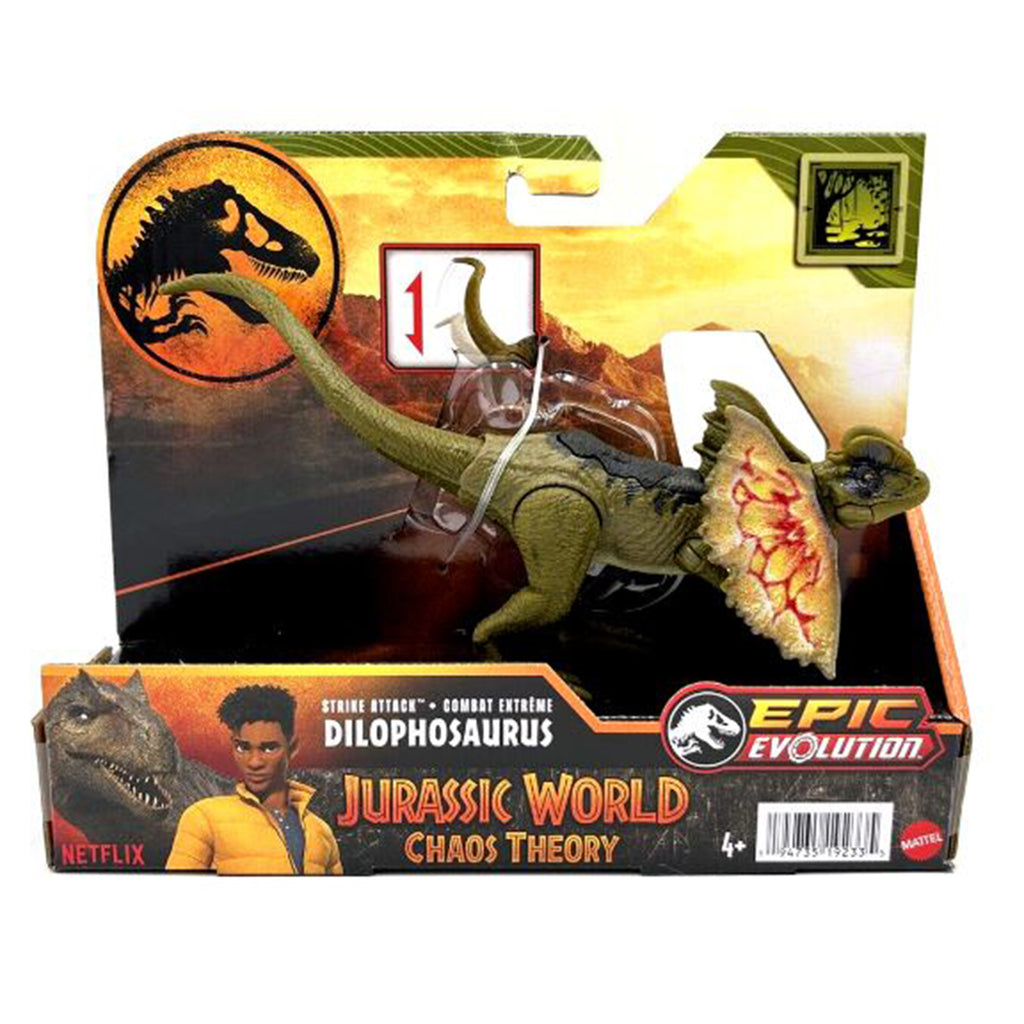 Mattel Jurassic World Chaos Theory Epic Evolution Strike Attack Dilophosaurus Figure