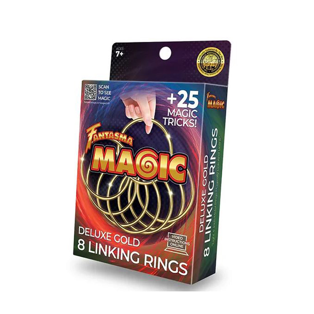Fantasma Toys Deluxe Gold Linking Rings 25 Tricks Magic Set - Radar Toys