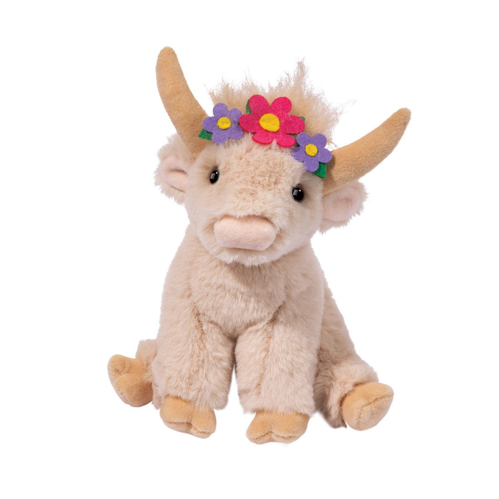 Douglas Laddie Flower Highland Cow 8 Inch Plush Figure