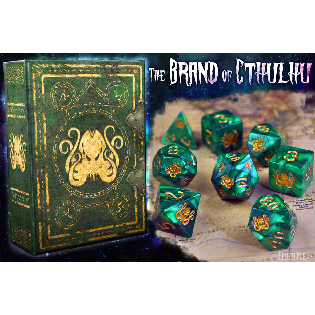 Elder Dice Brand Of Cthulhu Drowned Green 9 Polyhedral Dice Set