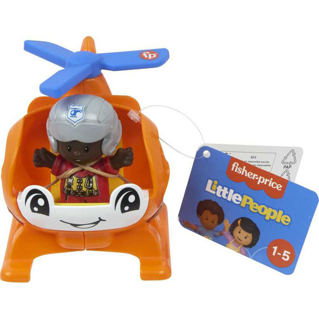 Fisher Price Little People Orange Helicopter With Figure Set - Radar Toys