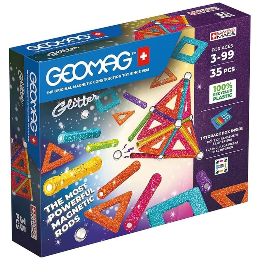 Geomag Glitter Panels 35 Piece Magnetic Building Set - Radar Toys