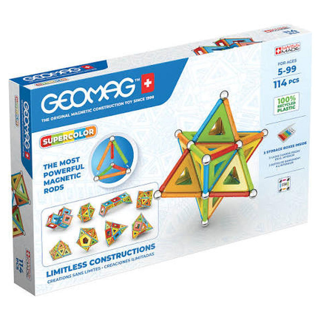 Geomag Supercolor Magnetic Panels And Rods 114 Piece Building Set