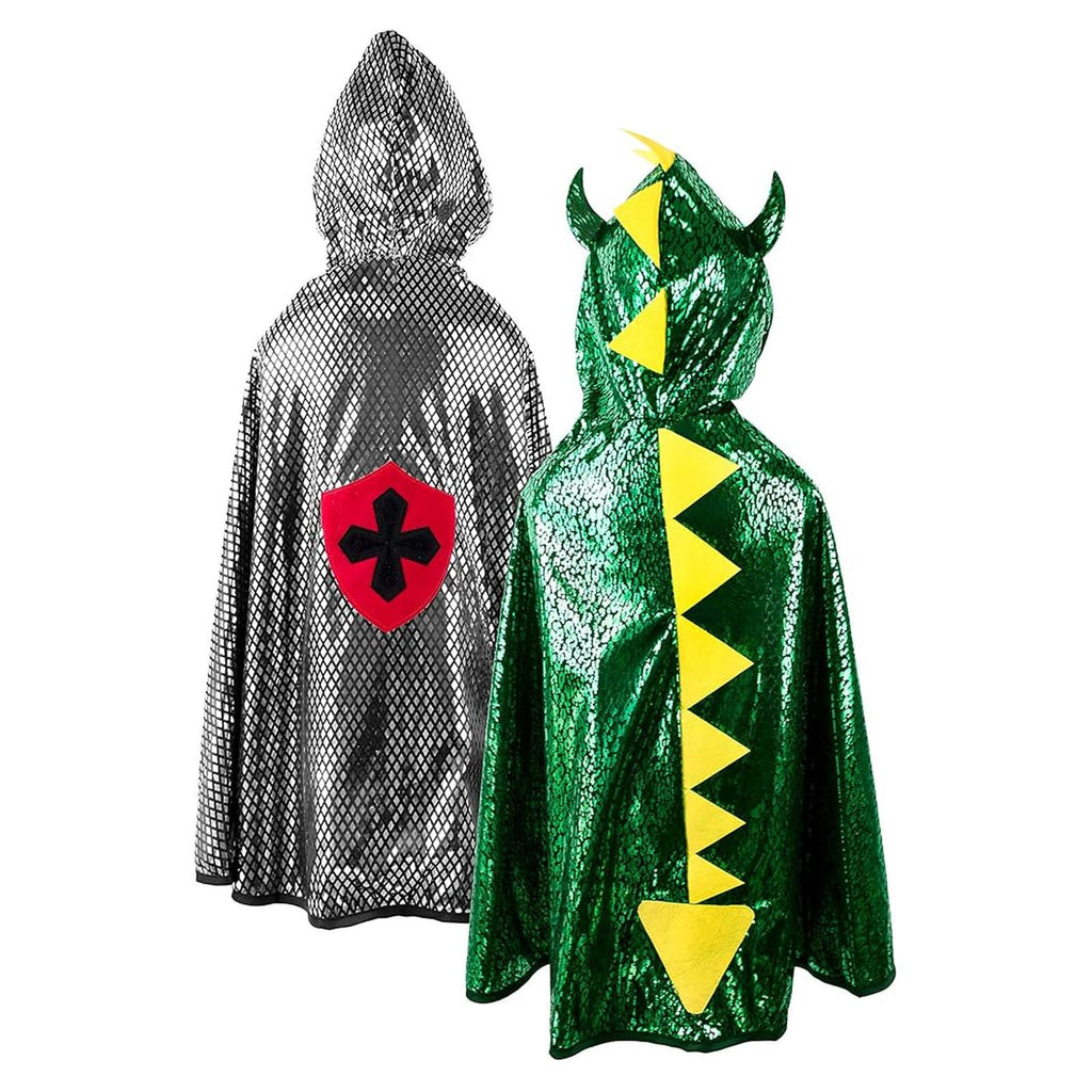 Great Pretenders Reversible Dragon Knight Green And Silver Cape Size 5-6