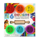 JR 6 Doughs With Wooden Roller And Animal Punchouts - Radar Toys
