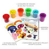 JR 6 Doughs With Wooden Roller And Animal Punchouts - Radar Toys