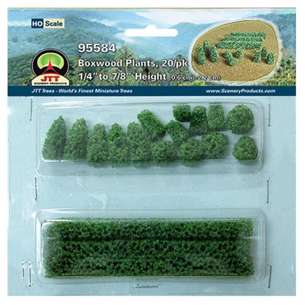 JTT Scenery Boxwood Plants Assorted Sizes 20 Piece Set