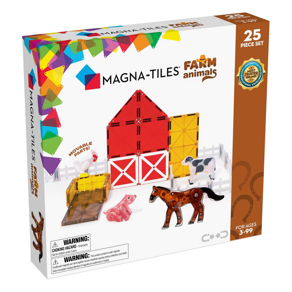 Magna-Tiles Farm Animals 25 Piece Magnetic Tile Building Set - Radar Toys