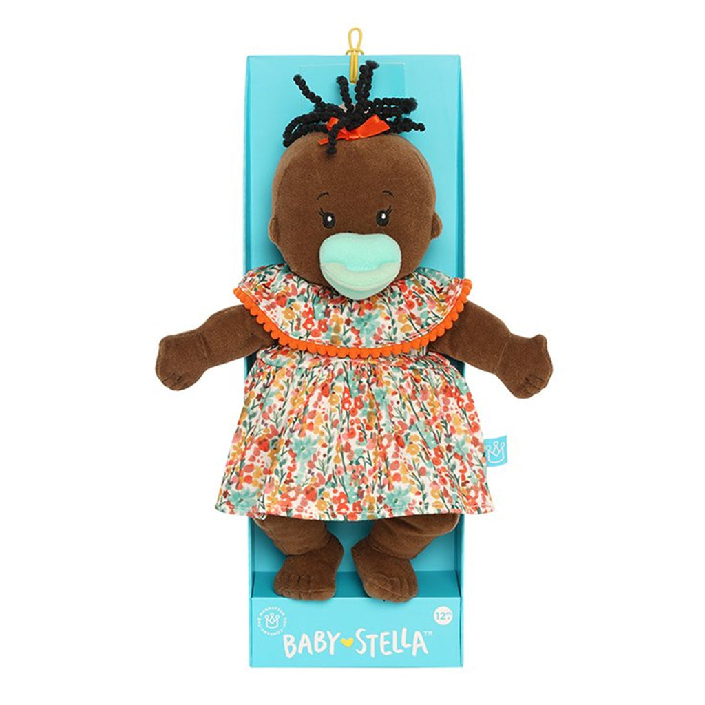 Manhattan Toys Stella Brown With Black Wavy Hair 11 Inch Plush Doll